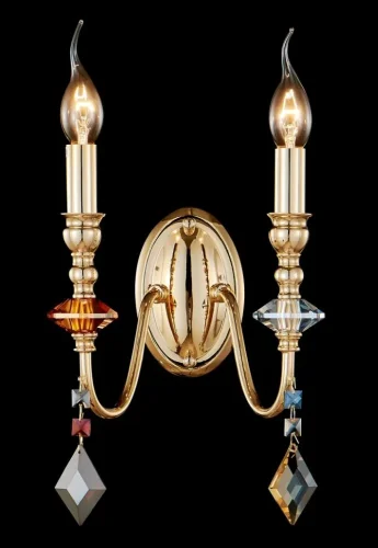 Бра MERCEDES AP2 GOLD/COLOR Crystal Lux разноцветный без плафона на 2 лампы, основание золотое в стиле классический флористика  фото 3